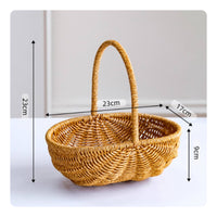 Imitation Rattan Pumpkin Basket Woven Basket with Handle Decorative Farmhouse for Gift Presentation