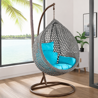 Egg-Shaped Hammock Chair, Large, Freestanding, PE Rattan, Balcony, Outdoor Use