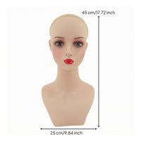 Mannequin Display Head Bust Skin-Toned Manikin Head with Shoulders Sturdy