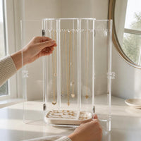 Dustproof Acrylic Jewelry Organizer with Door for Necklaces, Earrings, and Bracelets