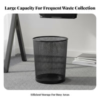 Metal Mesh Trash Can Anti-Rust Wire Mesh Wastebasket Round Uncovered Top Garbage Bin Large Capacity Round Metal Garbage Bin