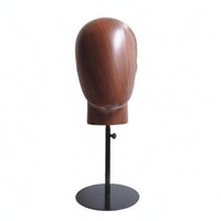 Freestanding Hairpiece Display Wooden-Grain Adjustable Display Head Stand Round Base