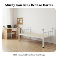 Space-Saving Dormitory Bunk Bed Stable Heavy Duty Metal Bunk Bed Full-Length Guardrails Bedroom Furniture Rust-Proof for Students, Adults, Families, Dorm Room, Hostel, Apartment