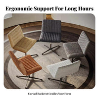 Ergonomic Design Armless Scalloped spine Chair Multi-Functional Armless Side Chair Curved spinerest Upholstered Seat firm-density Foam paddinging for Remote Workers, Homeowners, Study Room, Home Office, Small Spaces, leisure corner