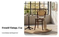 Retro Design Bentwood Cane Chair Solid Wood Construction Wooden Chair with Woven Features Breathable Dining Furniture Ergonomic Curved Back for Cafe Owners, Interior Designers, Homeowners, Restaurant, Kitchen, Living Room, Home Office