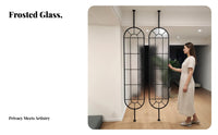 French Design Rotate Ing Glass Panel Rotatable Partition Screen Light Luxury Design Room Divider Arched Frame for Homeowners, Office Workers, Students, Entryway, Bedroom, Studio Apartment, Restaurant