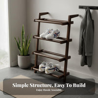 Solid Wood Wooden Shoe Rack Space-Saving Multi-Tier Shoe Shelf Japanese Design Freestanding Storage Rack Simple and Modern for Families, Homeowners, Hallway, Living Room, Bedroom, Balcony