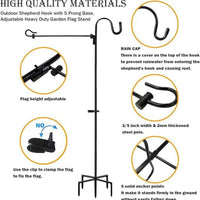 Shepherds Hook with Flag Holder Multi-Prong for Patio
