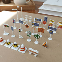 Scene Building Miniature Road Sign Set Educational Sand Table Road Signs Lightweight Miniature Traffic Sign Set Sturdy for Hobbyists
