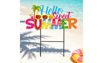 Hello Sweet Summer Sign Tropical Garden Sign with Stake Colorful for Homeowners