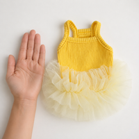 Kumquat Yellow Dog Dress, Knitted Ballet Pet Clothes for Small Dogs Girl, Lightweight Puppy Outfit for Spring Summer Autumn