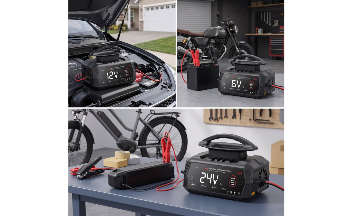 Pulse Repair Charger Automatic Smart Battery Charger Portable Compact for Garage, Workshop