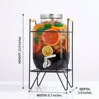 Beverage Dispenser and Drink Dispenser, Hammered Glass Juice Dispenser Water Dispenser with Metal Stand