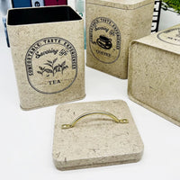 3 Pieces Coffee Can Vintage Style Tea Tin Square Kitchen Storage