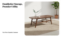Minimalist Design 2-Tier Rectangular Coffee Table Spacious Tabletop Two-Tier Rectangular Table Sturdy and Long-Lasting Home Furniture Rounded Corners for Homeowners, Apartment Dwellers, Design Enthusiasts, Living Room, Balcony, Lounge Area