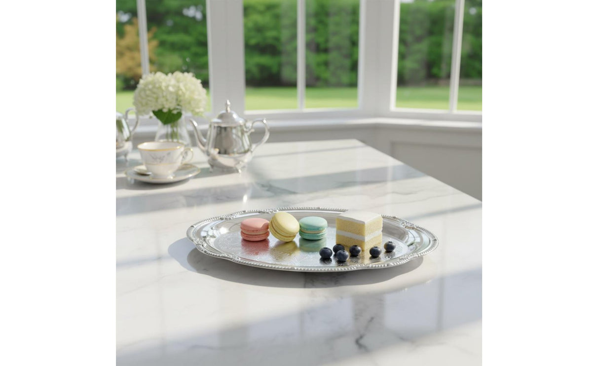 Jewelry Display Tray Elegant Design Table Decor Embossed for Afternoon Tea