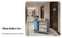 Room Service Cleaning Cart Large Capacity Hotel Service Cart Easy Maneuverability Multi-Shelf Utility Trolley for Cleaners, Hotels, Guesthouses, Spas
