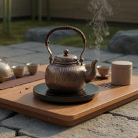Large Capacity Handmade Copper Teapot Retro Design Stovetop Copper Kettle Thickened Body Kitchen Item Extra Thick for Outdoor, Water Boiling, Campfire