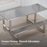 4-Person Attached Seating Unit Space-Saving Design Canteen Furniture Easy to Clean Cafeteria Table for Diners, Employees, School Lunchroom, Food Court