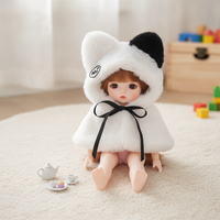 Doll Cloak Cape for 10cm/20cm Cotton Dolls, Cute Starry Rabbit Fur Design