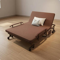 Foldable Lounge Bed Adjustable Backrest Reclining Lounge Bed Caster Wheels Outdoor Furniture