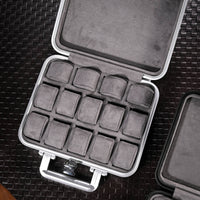 14-Slot Watch Box Lockable Aluminum Watch Case Tough-Exterior Organizer for Collectors, Journeyers
