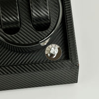 Carbon Fiber Watch Winder with Transparent Window Mechanical Watch Winder with Viewing Window Double Premium for Men, Desk, Dresser, Office