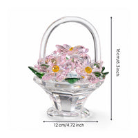 glass Flower Basket Ornament Glittering glass Basket with Artificial Flowers Centerpiece for Desk