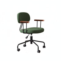 Rolling Casters Wheeled Low-Back Armrest Chair Modern Aesthetic Desk Seat 360-Degree Swivel Office Furniture Adjustable Height for Students, Home Workers, Adults, Bedroom, Study Room, Dressing Area, Small Areas