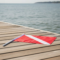 Warning Flag with Pole High-Visibility Boat Flag with Pole Marine Marker for Boaters, Divers, Boating, Diving
