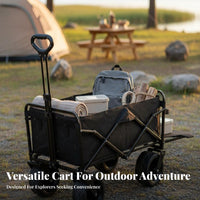 Foldable Camping Wagon Space-Saving Foldable Outdoor Utility Cart Large Capacity Foldable Wagon Cart for Campers, Beach Goers, Picnic, Gardening
