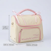 Waterproof Makeup Bag with Handle for Women Girls, Bow Cosmetic Organizer Large Capacity, PU Leather Skincare Storage for Daily Use Travel
