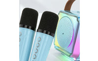 Bluetooth Portable Karaoke Machine with Two Microphones Compact Portable Karaoke Speaker with Microphones Rechargeable Multi-Function for Families, Adults, Parties