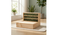 Wooden Hay Feeder with Tray Wood Small Pet Hay Feeder Large Capacity Grass Manger for Enclosures