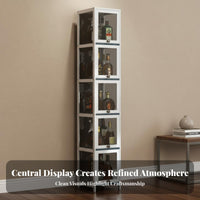 Modern Design Unrestricted Standing Wine Cabinet Space Saving Tall Slim Display Cabinet Large Capacity Narrow Liquor Display Unit Dust-Proof for Collectors, Apartment Dwellers, Living Room, Home Bar, Bedroom, Kitchen