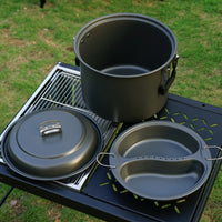 double Compartment Steaming Pot Foldable Handles Outdoor Steamer Set Mesh Storage Bag Steam Cooker