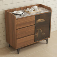 Sintered Stone Top Sideboard Stable Load-Bearing Living Room Tea Cabinet Water-Resistant Finish Kitchen Storage Sideboard for Hotel