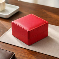 Stitched Edges PU Leather Watch Box Rigid Hinged Watch Box Compact Storage Case Gift Idea