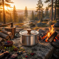 4 Pieces Camping Cookware Kit Resistant Camping Pot Set Outdoor Use Portable Cooktop Cookware for Campers