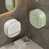 Self-Draining Wall Mounted Soap Case Adhesive Soap Box with Lid Traceless Multifunctional for Bathroom