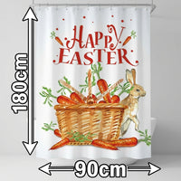 Easter Shower Curtain, Spring Easter Bunny Shower Curtain, Shower Curtain Cute Bunny Eggs Printing Washroom Shower Curtain Machine Washable for Homeowners, Bathroom