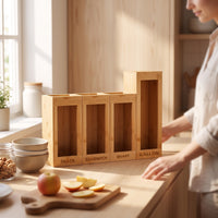Eco-Friendly Bamboo Bag Organizer Natural Food Bag Dispenser Sturdy Long-Lasting for Kitchen, Drawer, Pantry