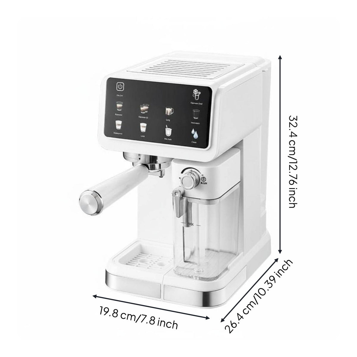 Color Touchscreen Display Automatic Espresso Machine 20 Bar High Pressure Pump Espresso Machine with Milk Frother Single-Press Operation Home Coffee Station Precise Temperature Control for Beginners