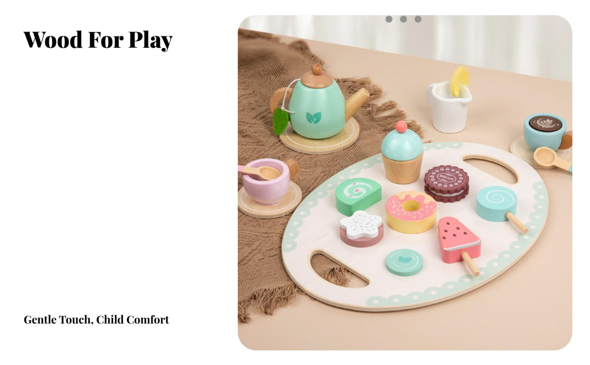 Wooden Afternoon Tea Set Parent-Child Interactive Kids Tea Party Playset