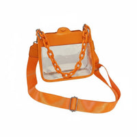 Waterproof Clear Chain Crossbody Bag Double Strap Design Transparent PVC Purse Snap Closure Mini Jelly Phone Bag for Women, Girls, Beach, Concerts, Festivals