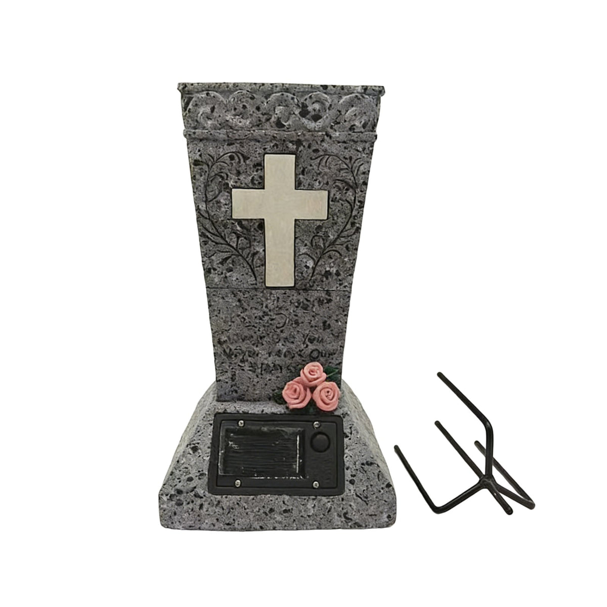 Weather Resistant Solar Grave Vase Automatic On/deactivate LED Cemetery Flower Holder Removable Floor Spikes for Friends, Gravesite