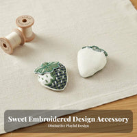 Strawberry Embroidered Embroidery Korean Design Plaid Strawberry Embroidery Charming Design Gingham Mushroom Applique for Teenagers, Bag Decoration
