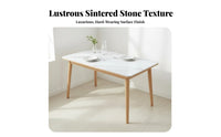 Modern Minimalist Design Sintered Sta Single Top Dining Set Solid Wood Frame Table and 6 Chairs Stain Resistant Household Furniture Easy to Clean for Families, Homeowners, Apartment Dwellers, Small Apartments, Kitchen, Home