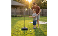 Height-Adjustable Solo Tennis Practice Aid Floor-Standing Tennis Practice Aid Portable Sports Equipment Weighted for Beginners, Backyard, Driveway, Home Court