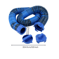 Easy to Use Flexible Drain Hose with End Caps Lightweight Corrugated Drain Hose Compact Corrugated Pipe Cap Nonperforated for RV Owners, Campsite Hookup